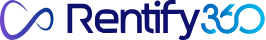 a blue and purple logo for rentify 360