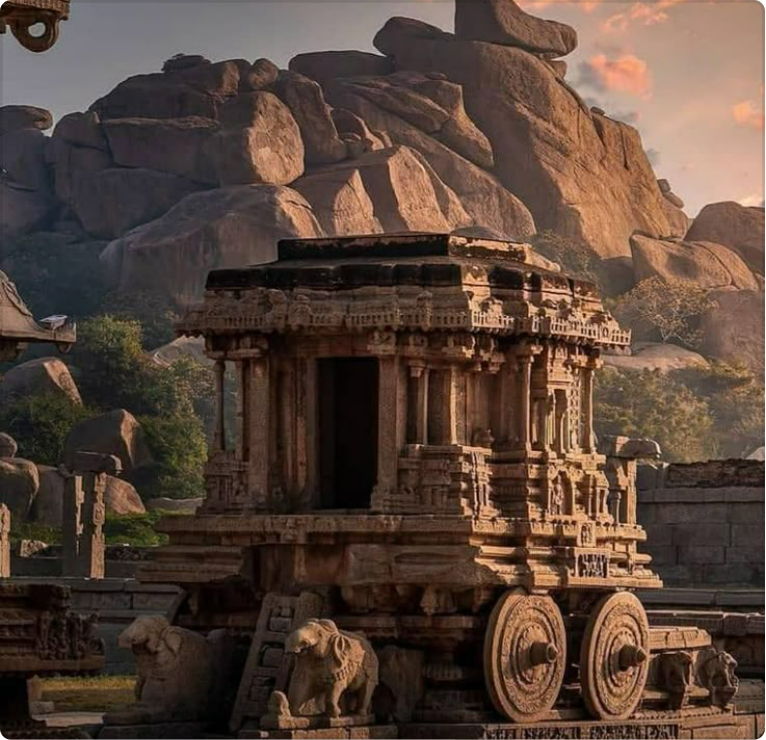 a very old building with a very large rock in the background