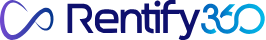 a blue and purple logo for rentify 360